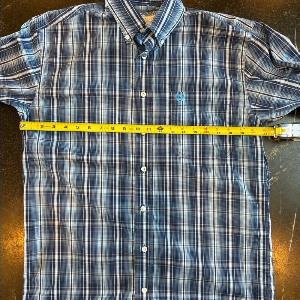 Panhandle SMALL Men’s Blue Plaid Western Long Sleeve Dress Shirt - Picture 5 of 8
